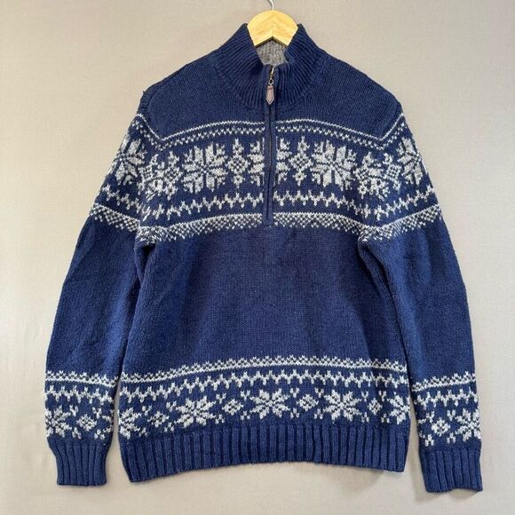 St John’s Bay Men’s 1/4 Zip Vintage Sweater Size Medium Wool/Acrylic Blend - Picture 1 of 11